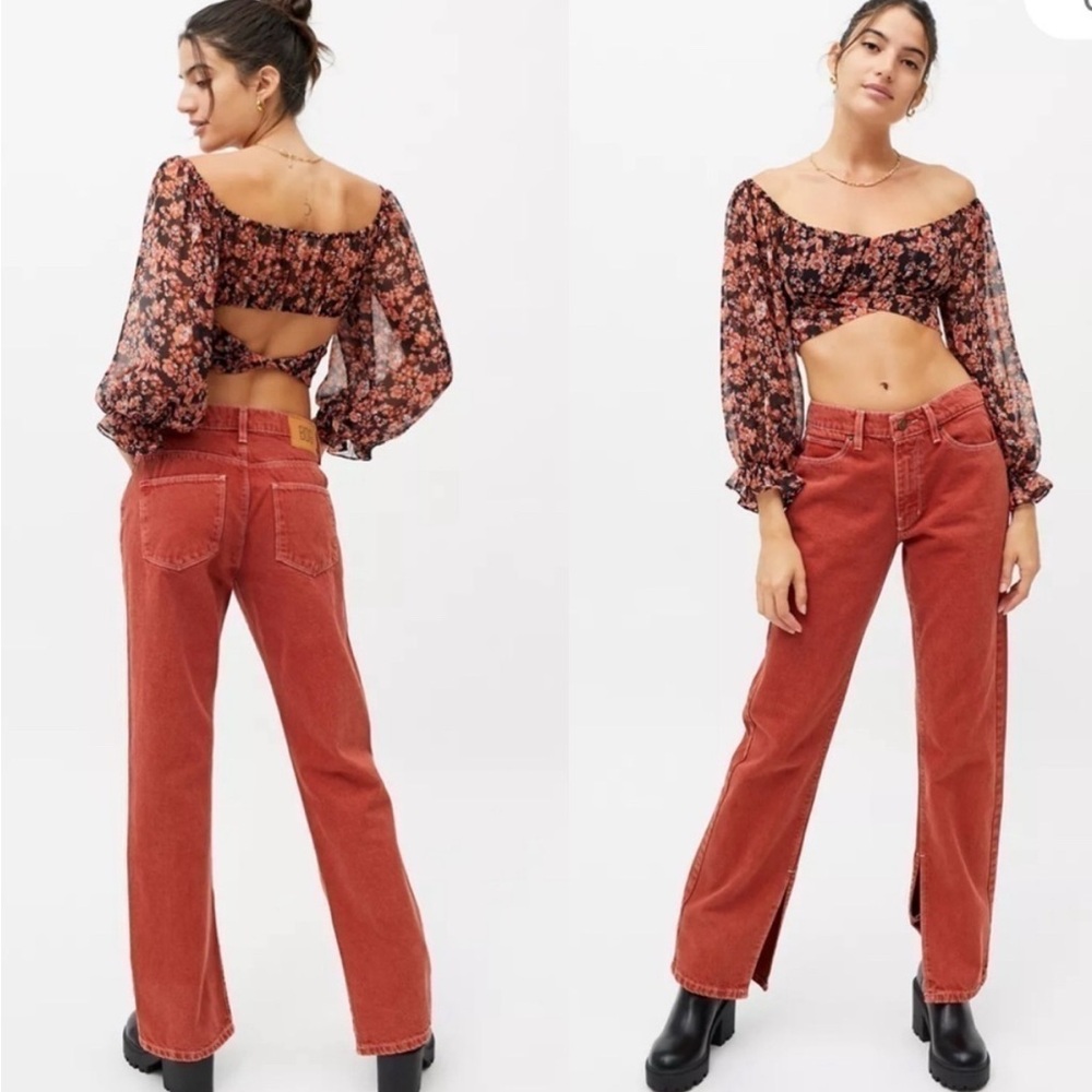 Urban Outfitters / BDG Split Hem Red Orange Denim Jeans